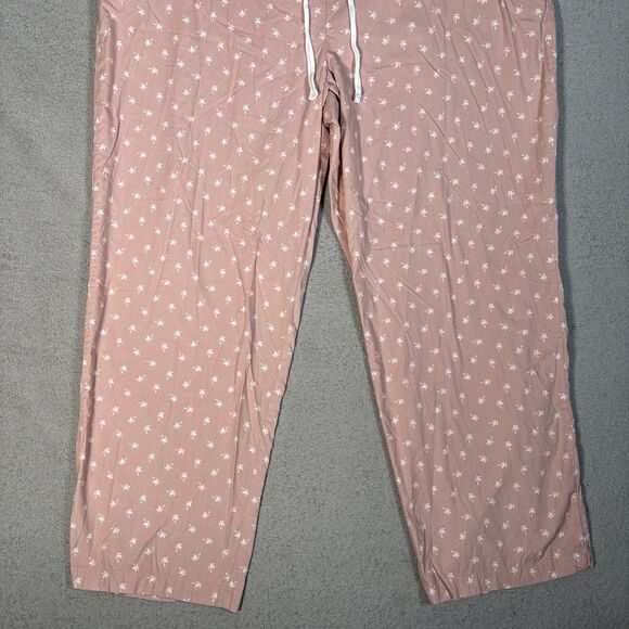 Love By Gap 2 Piece Pajama Set Women Size XXL Blush Pink Palm Tree AOP Tropical - Picture 15 of 16